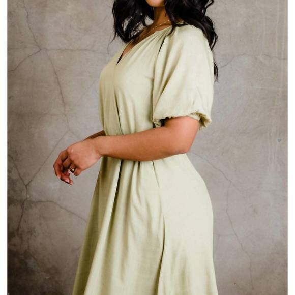 NEW ABLE amari puff sleeve maxi dress in pear - Picture 3 of 4